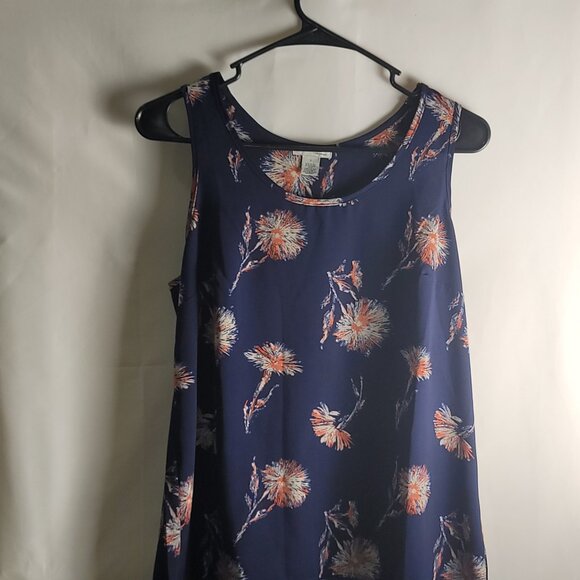 Halogen Women's Sleeveless Dark Blue Floral Tank Top, Size Small. - Picture 2 of 8